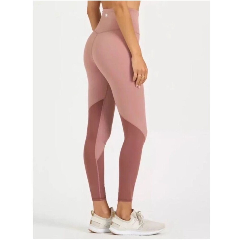 FINAL PRICE! Vuori Color Block Studio Leggings Dusty Rose High-Rise Small
